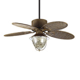 Rustic Style 52" Ceiling Fan 4 Rattan Blades and Light Kit Included with Remote