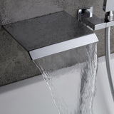 Moda Wandmontierter Wasserfall-Badewannenhahn aus poliertem Chrom mit Handbrause aus massivem Messing