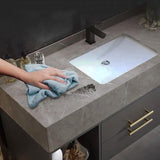 101,6 cm schwimmender, schwarz-grauer Badezimmer-Waschtisch mit Waschbecken aus Stein und 2 Schubladen