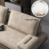 Modern Nordic Pull Out Wood Sofa Bed Khaki Solid Wood Convertible Slee