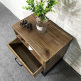 Table de chevet de chevet industrielle en bois de noix en bois avec 1 tiroir en noir