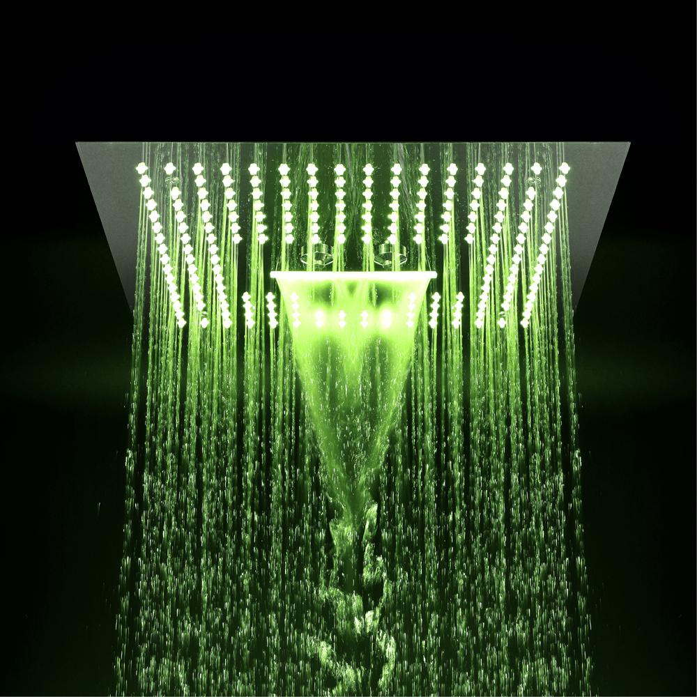 16" Square Ceiling Showerheads 3 Function 304 Stainless Steel Bathroom LED Shower Head