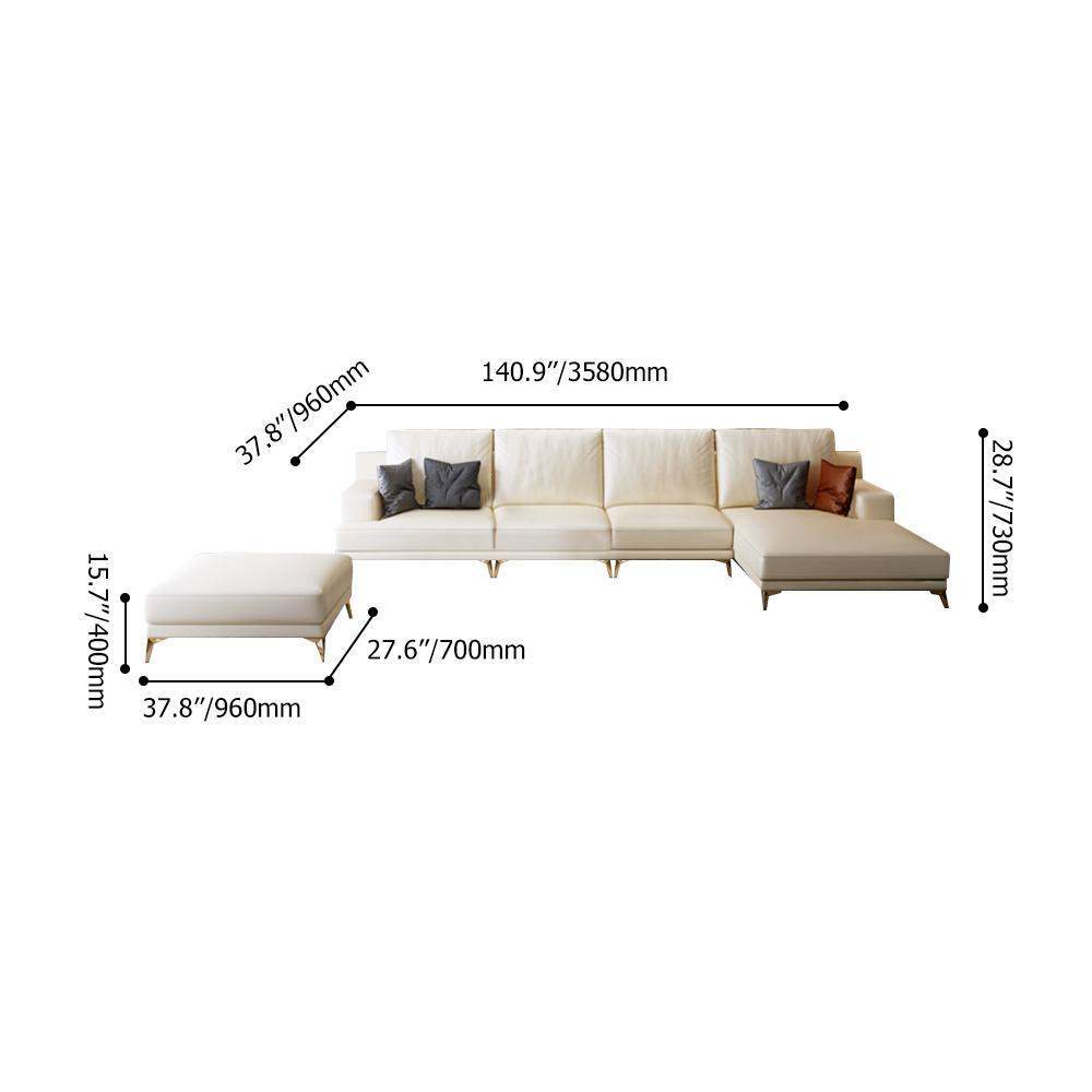 2 Pieces Modern Living Room Set in Beige with Right Chaise Sofa & Ottoman-Furniture,Living Room Furniture,Living Room Sets