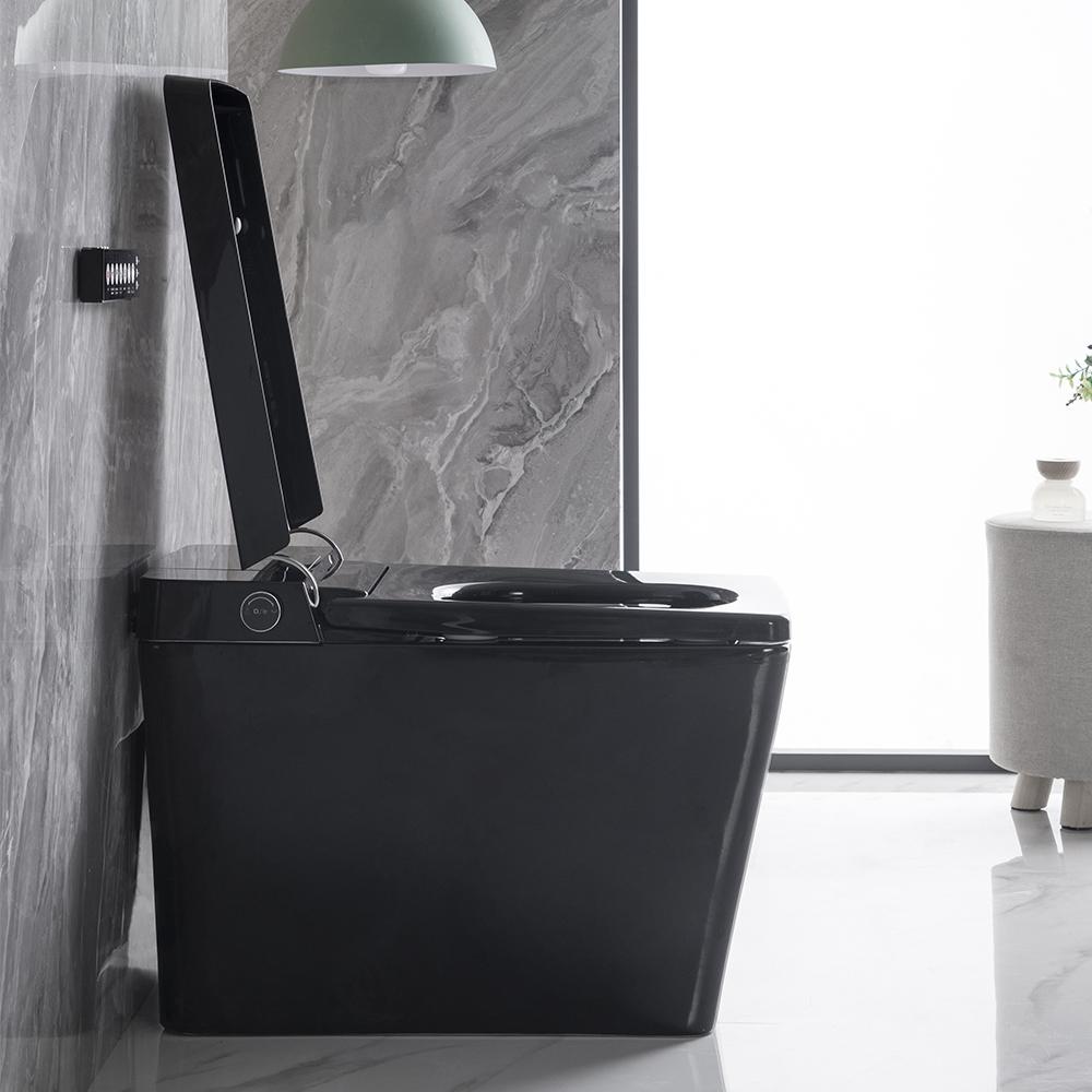 Black Smart One-Piece Floor Square Toilet with Remote Control and Automatic Cover