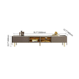 Rectangular Stone Top TV Console with Storage Glass Sliding Doors-Richsoul-Furniture,Living Room Furniture,TV Stands