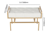 31.5'' Modern White Faux Leather Upholstered Bench with Gold Metal Legs