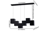 Moderne lineare schwarze Kücheninsel-Leuchte 6-Licht-Quadrat-Pendelleuchte