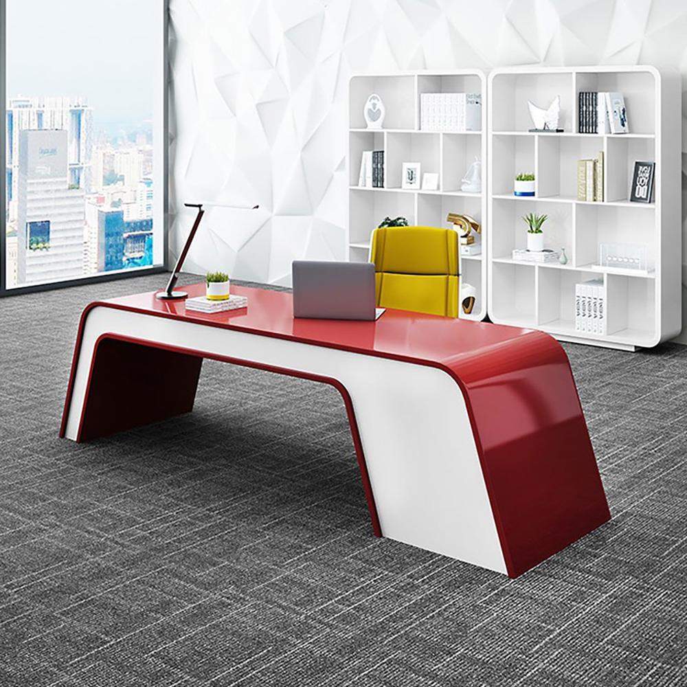 Red & White Metal Office Desk with 3 Drawers of Contemporary-Desks,Furniture,Office Furniture