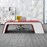 Red & White Metal Office Desk with 3 Drawers of Contemporary-Desks,Furniture,Office Furniture