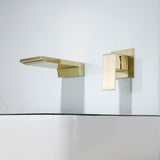 Waterfall Wall Mounted Brushed Gold Bathroom Sink Faucet Single Handle