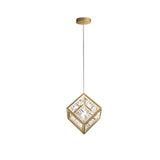 Lámpara colgante geométrica dorada con detalles de cristal LED 1 luz