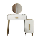 Modern Off-white Makeup Vanity Table with Mirror & Side Table