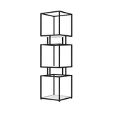 Bibliothèque de cubes noirs modernes à 3 niveaux avec étagère d'affichage de la tour en métal dans le cadre doré