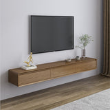 Schwebender Mid-Century-TV-Ständer aus Holz in Nussbaum mit 3 Schubladen für Fernseher bis 85 Zoll