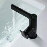 Modern Black Single Hole Bathroom Sink Faucet Intelligence Temperature Digital Display