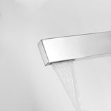 Matte Black Waterfall Single Handle Bathroom Sink Faucet Solid Brass with Escutcheon