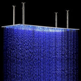 50,8 x 101,6 cm, moderner, luxuriöser rechteckiger LED-Regenduschkopf aus Edelstahl zur Deckenmontage in gebürstetem Nickel