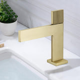 Grifo de lavabo de baño moderno de oro cepillado de una sola manija de latón macizo de 1 orificio