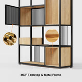 78 "Bibliothèque géométrique noire moderne à 6 niveaux étagère en bois haut de livres en bois