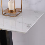 59.1" White Marble Rectangular Entryway Table Console Table Stainless Steel Base