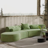 Sofá seccional moderno de terciopelo verde curvo de 109 ", sofá de 4 plazas tapizado con almohadas