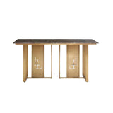 Modern Writing Desk with Marble Top & Metal Base Office Desk