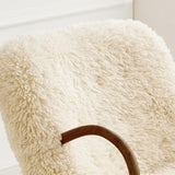 Silla mecedora con tapicería Boucle blanca Silla decorativa de madera maciza en nogal