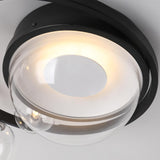 Modern 6 Light LED Black Geometric Bubble Flush Mount Ceiling Light with Glass Shade