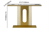 47" Modern Narrow Console Table with Pedestal in White & Gold for Entryway