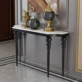 Mesa consola clásica de mármol negro de 47.2" Mesa de entrada estrecha Patas de acero inoxidable