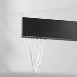 Mattschwarzer, ultradünner Einhand-Wasserfall-Waschbecken-Wasserhahn aus massivem Messing, 1-Loch