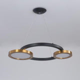 Modern Circle Chandelier LED Pendant Light in Black & Gold