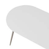 Mesa de comedor exterior de aluminio y parte superior ovalada de mármol sintético para 6 personas en blanco y gris