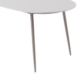 Esstisch für 6 Personen, ovale Kunstmarmorplatte und Aluminium-Terrassentisch in Weiß und Grau