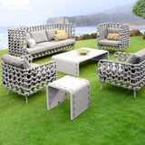 6-teiliges Outdoor-Sofa-Set aus Aluminium und Seil mit Couchtisch und Kissen in Grau