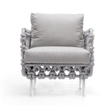 Juego de 6 sofás de exterior de aluminio y cuerda con mesa de centro y cojín en gris