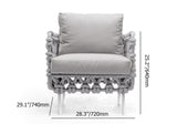 Juego de 6 sofás de exterior de aluminio y cuerda con mesa de centro y cojín en gris
