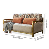 Modern King Convertible Sleeper Sofa Gold Metal Beige Upholstered Sofa Bed Pillow Included