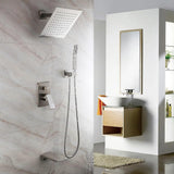 Wall Mount 10" Rainshower Hand Shower & Tub Spout Shower System in Matte Black