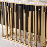 59.1 "Table de console de marbre moderne Table d'entrée étroite avec base en acier inoxydable en or