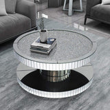 Dumbbell Gold Glass Coffee Table with Glitter Accents Cocktail Table-Coffee Tables,Furniture,Living Room Furniture