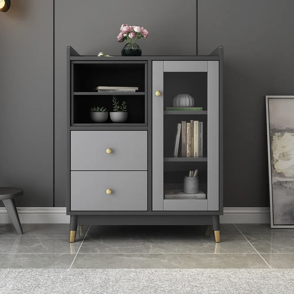 Modern & Minimalist Sideboard with Ample Storages & 1 Door in Gray