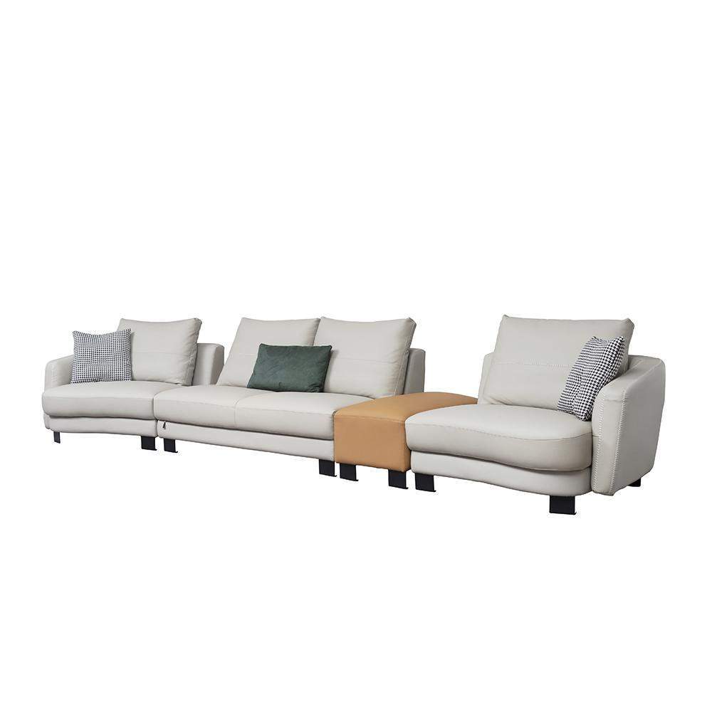 Modern 2 Pieces Sofa Set Living Room Set White Sofa & Orange Loveseat-Furniture,Living Room Furniture,Sectionals