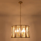 Art déco moderne 6-Light Drum Chandelier Light Natural Rope Beige Back enveloppé à la main