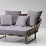 63" Rattan Outdoor Daybed with Gray Cushion Pillow Aluminum Frame