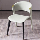Modern Off White Dining Chair Faux Leather Upholstered Curved Back Set of 2