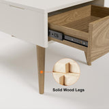 Table basse rectangulaire en bois blanc et naturel avec table de rangement de lifting du tiroir
