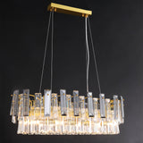 Postmodern Tiered 8-Light Kitchen Island Light with Crystal Strip & Adjustable Chains
