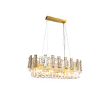Postmodern Tiered 8-Light Kitchen Island Light with Crystal Strip & Adjustable Chains