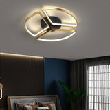 Lámpara de techo LED geométrica semiempotrada con marco dorado